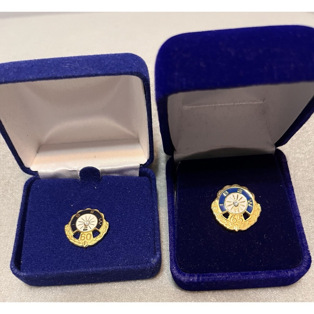 2 IBEW Brotherhood Electrical Workers Year  "Rare" Diamond Lapel/Tie Pin 60 & 65